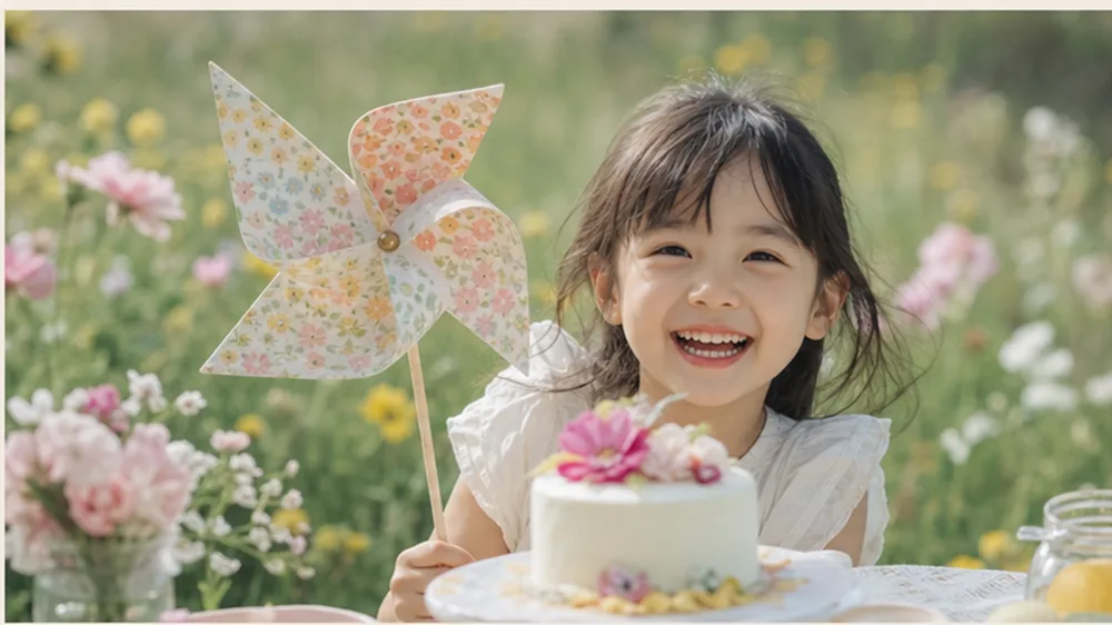 子どもの誕生日の情景写真（架空写真）