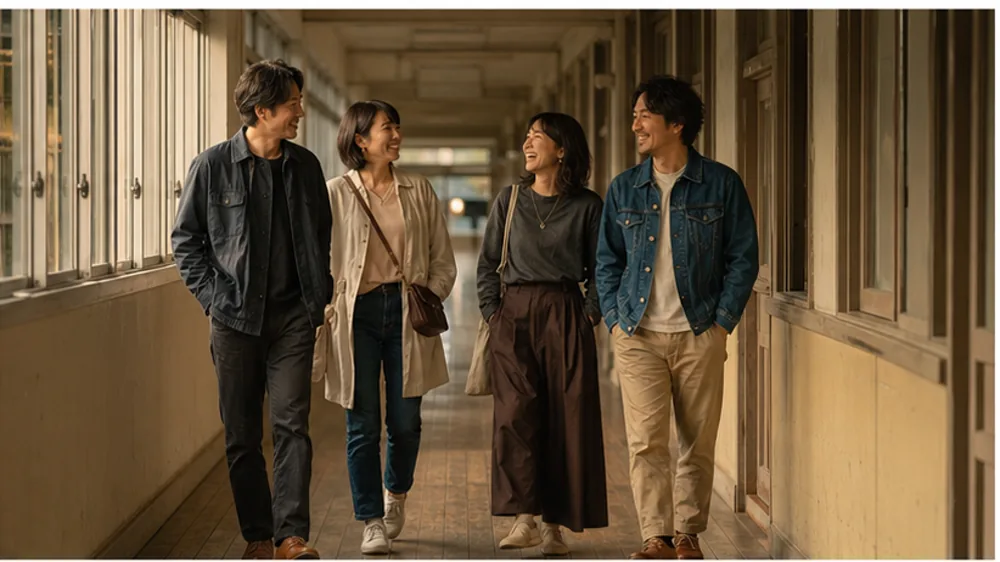 同窓会の会場写真（架空写真）